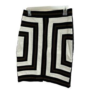 White House Black Market Women’s 4 Geometric Stripe Pencil Skirt Black White
